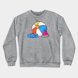 Ball, Sandal With Watermelon Cartoon Crewneck Sweatshirt